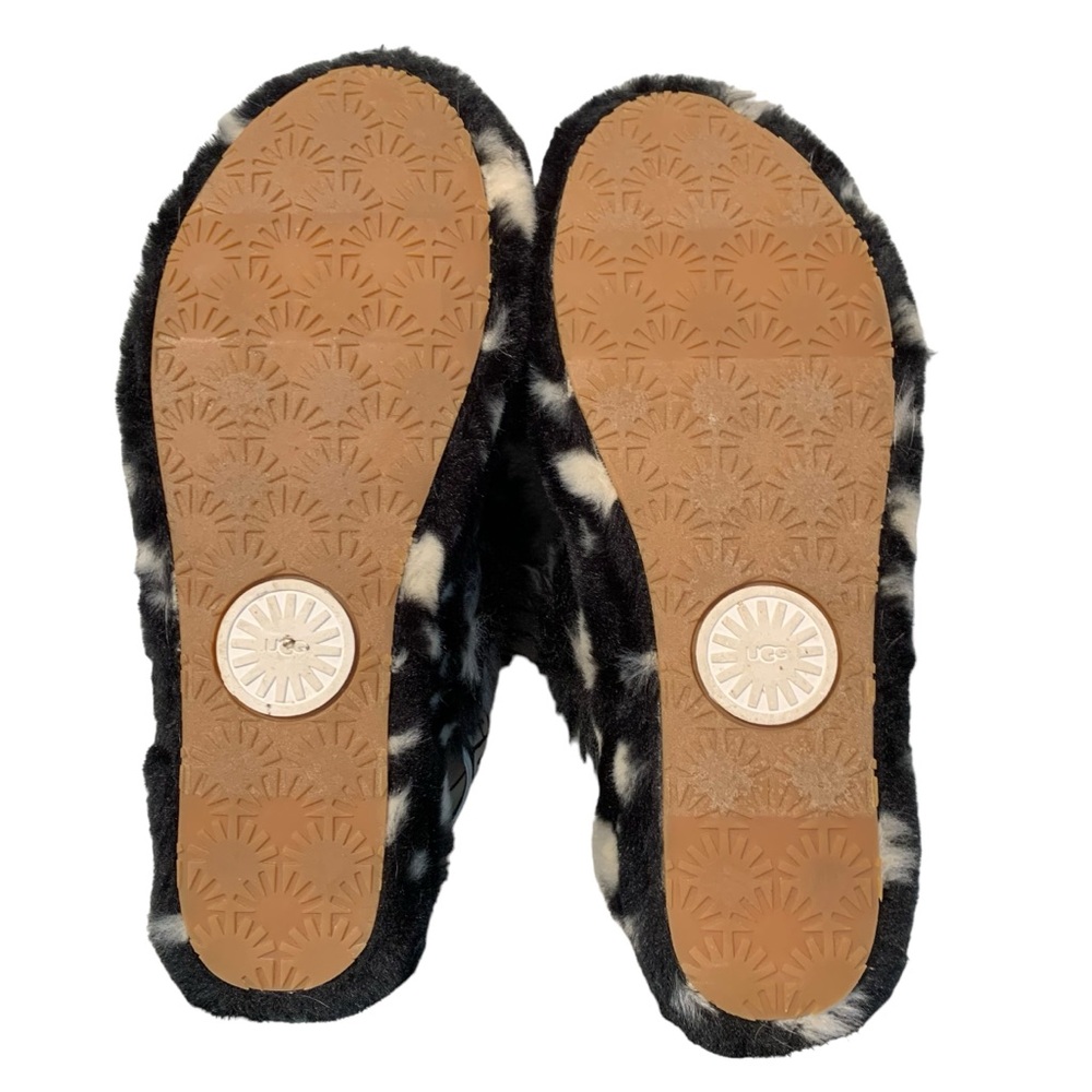 UGG Oh Yeah Spots Fur Slide Sandals Black White Women's Size 10 - Picture 7 of 10